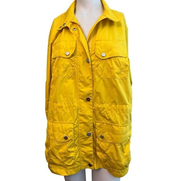 Lauren Ralph Lauren Womens XL Yellow Zip Snap Windbreaker Jacket Rain Coat - Picture 1 of 6